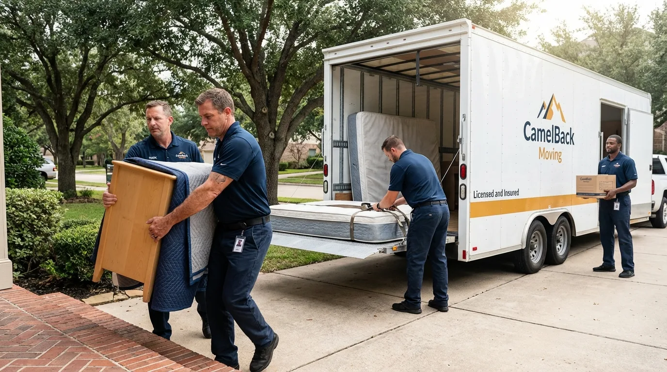 Crew loading residential truck for cross-state move from Clarksburg, MD