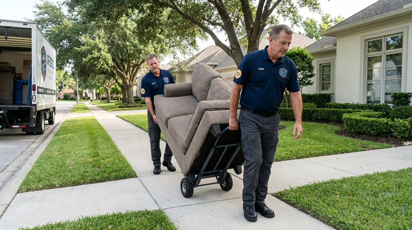 Local residential moving crew loading furniture in Clarksburg, MD